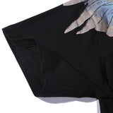 Marcelo Burlon T Shirt MB Gray and Blue Contrast Color Wings Pattern Same Style for Men and Women