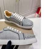 Louboutin-style red bottom shoes export europe station cl red bottom shoes electric embroidery low top high top men's shoes red bottom couple trendy rivets casualtie back