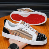 Louboutin-style red bottom shoes mencl red bottom casual shoes spiritual social boy sneakers fashiontrendystuds nightclub white shoes