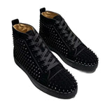 Louboutin-style red bottom shoes cl high-top suede studded lace-up men's athletic and casual shoes, leather women's fashion flats, popular export style, versatile and in stock