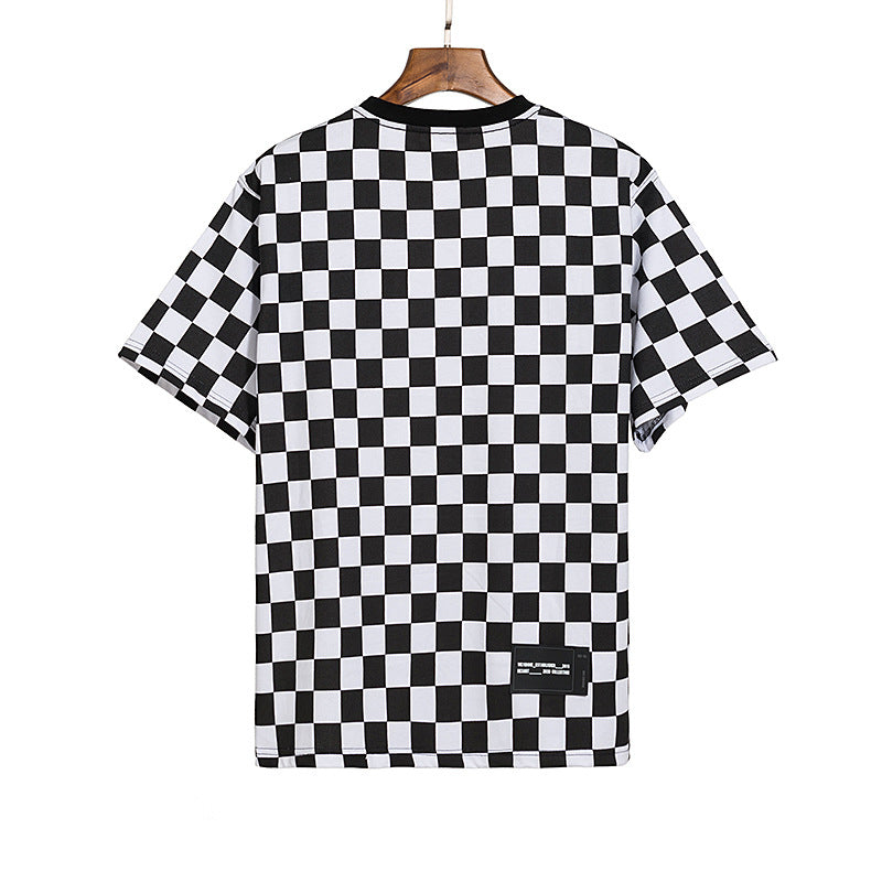 We11 Done T Shirts Plaid Logo Letter Offset Printing Loose Men and Women
