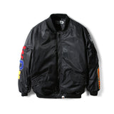 Shark Print Coat Winter Thickened Youth Casual Black Stand-Up Collar Zipper Loose Double-Sided Cotton-Padded Jacket