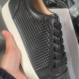 Louboutin-style red bottom shoes cl style rivet men's shoes low-top casual sneakers genuine leather trendyeasiest for match red bottom shoes wholesale export men's shoes