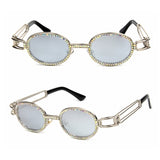 Trendy punk glasses small oval dot diamond sunshade