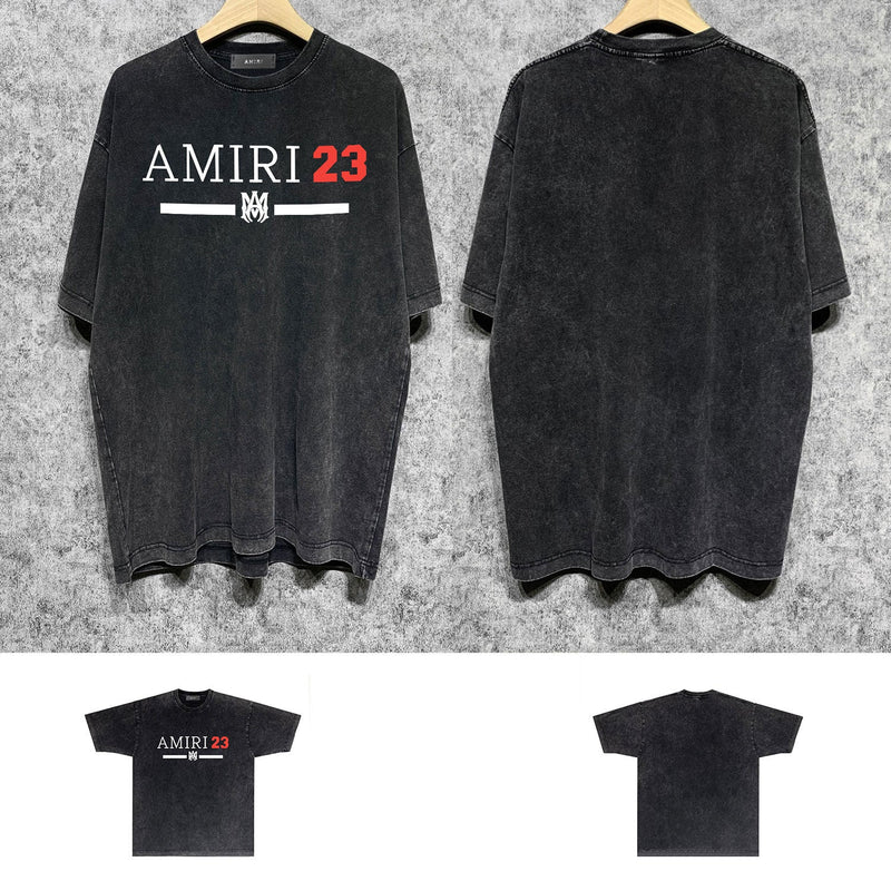 Amiri washed t-shirt red font printing short sleeves