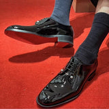 Louboutin-style red bottom shoes formal red bottom red inner cl patent leather derby shoes men's wedding shoes leather shoes banquet leather shoes shoes wang jiaer li xian