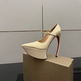 Louboutin-style red bottom shoes clcm high heels fashion model catwalk curved heels women's petites pointed toe waterproof platform red