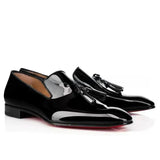 Louboutin-style red bottom shoes embroidered shoes fashioneasiest for matchcasual business thick sole glossy gentleman leather shoes red bottom wedding cl men's shoes