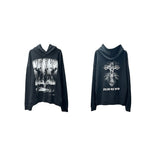 Men Vintage Hoodies Vintage Wash Flame Print