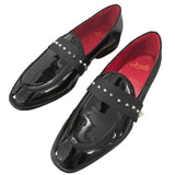 Louboutin-style red bottom shoes cl men's shoes black nubuck leather diamond buckle loafers british men's business formal shoes red bottom shoes: original box