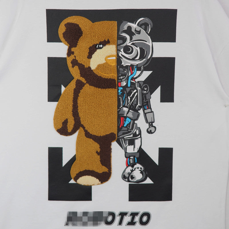 Palm Angels T Shirts Mechanical Bear Arrow Print T-shirt Short Sleeve