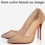 Louboutin-style red bottom shoes high version clbest sellingfrench one-strap sandals socialite elegant rhinestone sexy red bottom high heels open toe high heels