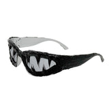 Trendy punk glasses shark teeth glue