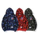 Shark Print Jacket Camouflage Male And Female Couples Wear Plus Size Loose Pullover Hoodie Sweater