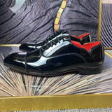 Louboutin-style red bottom shoes embroidered shoes fashioneasiest for matchcasual business thick sole glossy gentleman leather shoes red bottom wedding cl men's shoes