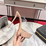 Louboutin-style red bottom shoes popular anchor cl studded red bottom shoes pointed toe cm high heels autum work export style women's shoes