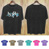 Amiri washed t-shirt letter dragon printing short sleeves