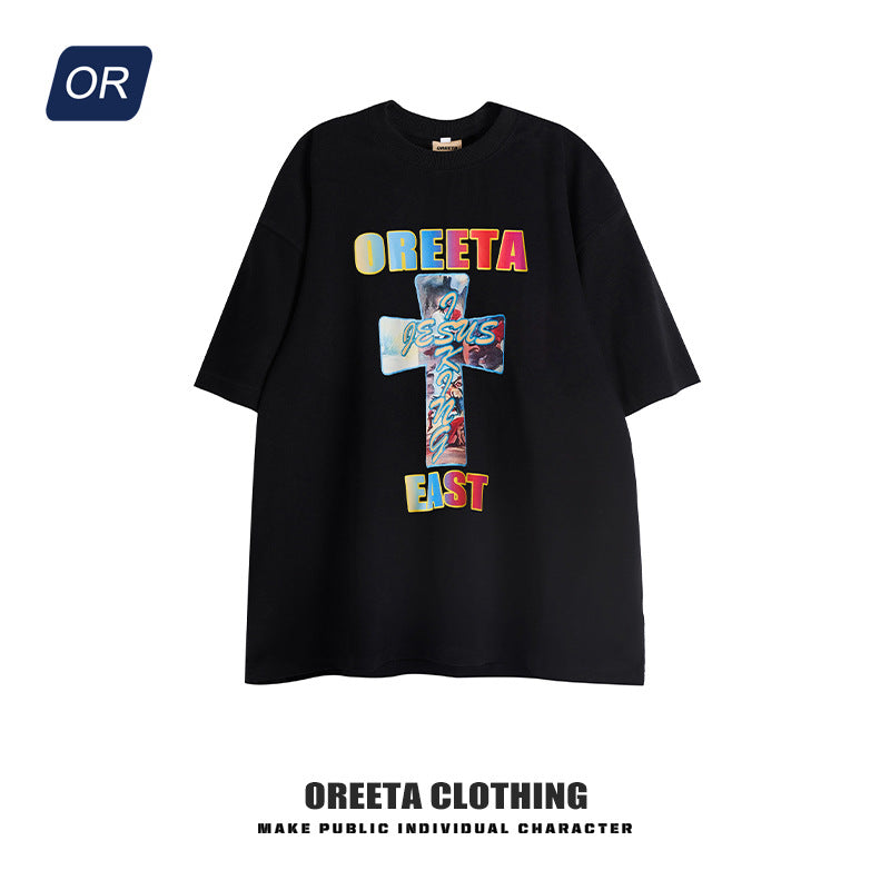 Jesus Is King T Shirt Men's Clothing Print round Neck Loose Short Sleeves T-shirt