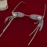 Trendy punk glasses sparkling diamond tassel