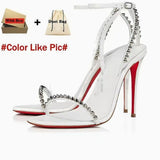 Louboutin-style red bottom shoes european station cl red bottom high heels pointed toe super high heel stiletto spring & fallflats women's shoes flatsexportplus size shoes