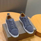 Louboutin-style red bottom shoes cl red bottom shoes genuine leather rivets trendy shoes fashion suede casual sneakers trendyy stylish men's shoes