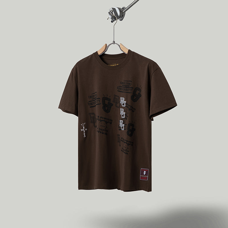 Travis Scott T Shirts x Mitchell x Ness Boston University Seal Short Sleeve