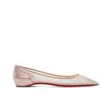 Louboutin-style red bottom shoes cl mesh rhinestone red bottom flats women's summer pointed toe flats hidden heeleasiest for match fairy style shallow mouth flats