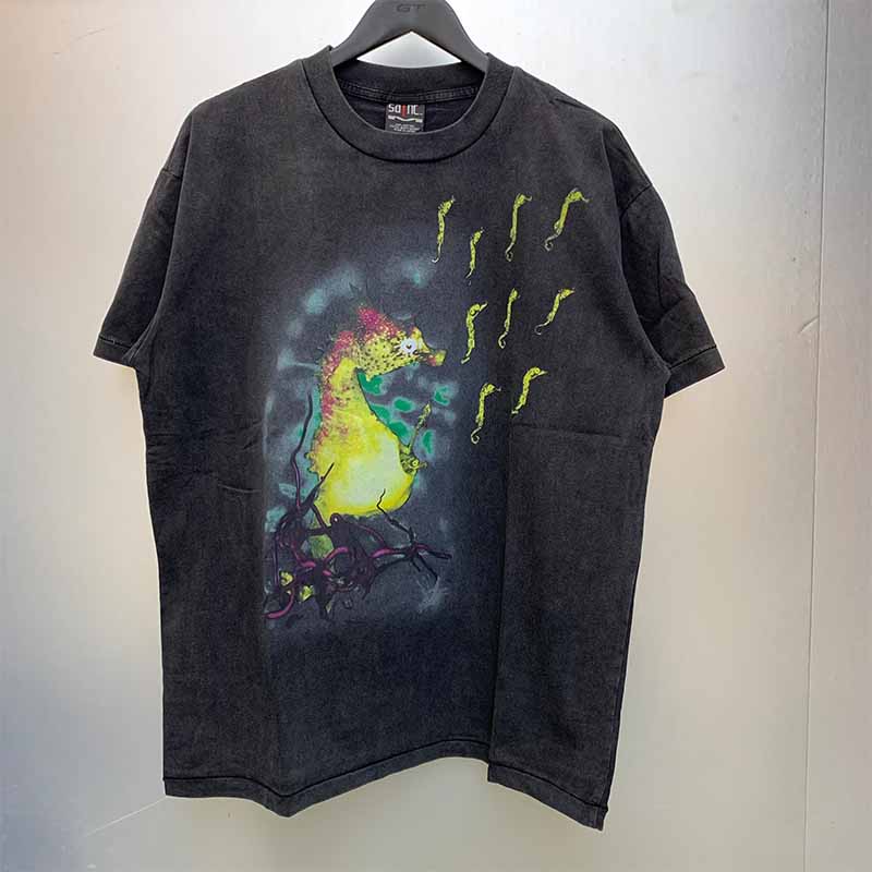 SAINT MICHAEL Vintage T Shirt Nirvana Band Seahorse Vintage Short Sleeve