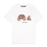 Palm Angels T Shirts Angel Leopard Print Broken Bear Letter Short Sleeve T-shirt for Men
