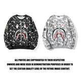 Shark Print Sweatshirts Digital Pixels Camouflage Pullover Sweater Men'S And Women'S Round Neck Thin Coat