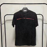 Marilyn Manson T Shirt Vintage Dark Marilyn Manson Distressed Short Sleeve T-shirt