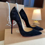 Louboutin-style red bottom shoes exportcl red bottom high heels women's stiletto pointed patent leather flatsfashionsexy style flats