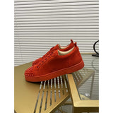 Louboutin-style red bottom shoes european station exclusive cl red bottom studded shoes embroider men's sneakers black casualcouple style