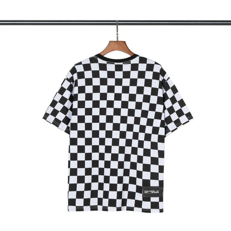 We11 Done T Shirts Black and White Plaid T-shirt for Men and Women