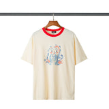 We11 Done T Shirts Cartoon Pattern Collarless Youth Cotton Casual Loose