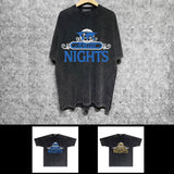 Amiri washed t-shirt earth letter short sleeve