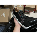 Louboutin-style red bottom shoes european cl style gridsmen's shoes cowhide rivets hot diamond low-top red bottom shoes couple sneakers casualeasiest for match