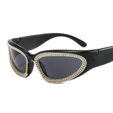 Trendy punk glasses diamond-encrusted uv protection