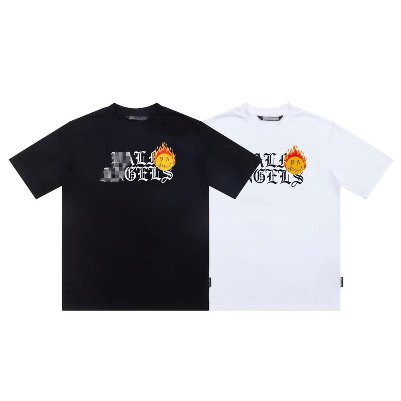 Palm Angels T Shirts Angel Flame Print Men's and Women's Loose Short-Sleeved T-shirt