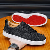 Louboutin-style red bottom shoes european station red bottom mencasual studded sneakers fashion hot diamond spirit guy trendy men's shoes