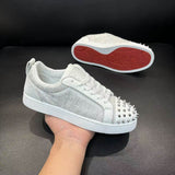 Louboutin-style red bottom shoes export europe station cl red bottom shoes electric embroidery low top high top men's shoes red bottom couple trendy rivets casualtie back