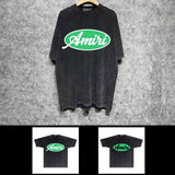Amiri washed t-shirt oval letter short sleeve