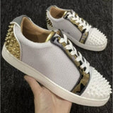Louboutin-style red bottom shoes cl red bottom shoes european station export men's shoes rivet sneakers trendyflats breathable willow couple style