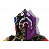 Shark Print Jacket Autumn And Winter Stitching Hooded Cardigan Zipper Sweater Coat