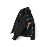 Shark Print Jacket Shark Head Contrast Color Camouflage Flight Jacket Men'S Casual Coat