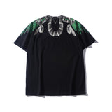 Marcelo Burlon T Shirt MB Big Snake Black Green Wings Printing Same Style for Men and Women