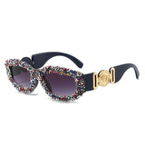 Trendy punk glasses diamond square