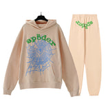 Sp5der Hoodie & Sweatpants 2 Piece Set Cobweb Puff Print Pure Cotton
