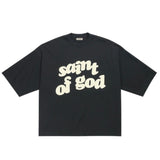 Men Vintage T-Shirts Vintage Washed Old Graffiti Loose Crew Neck Short Sleeves