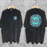 Amiri washed t-shirt colorful sun printing short sleeves